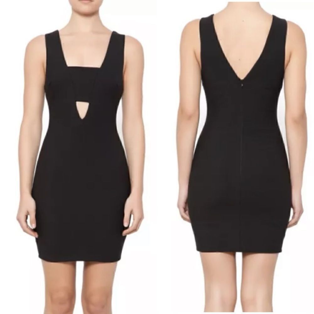 Elizabeth & James Binx Mini Black Dress V Neck  Bodycon Cut Out Size XS